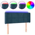 vidaXL Čelo postele s LED tmavomodré 83x16x78/88 cm zamat