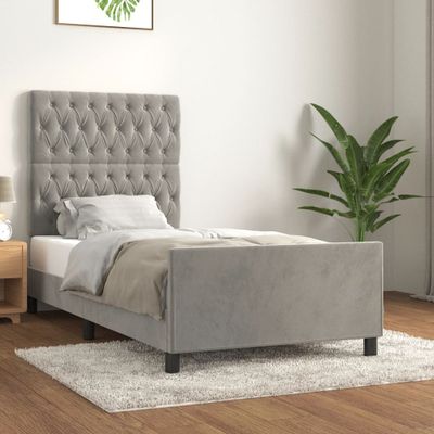 vidaXL Posteľ bez matraca bledosivý 90x190 cm zamat