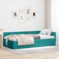 vidaXL Rohový rám postele Tyrkysová 90 cm x 190 cm Zamat