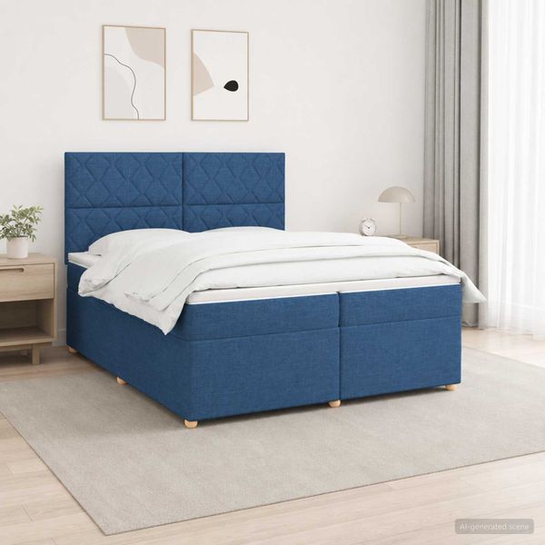 vidaXL Posteľ boxspring s matracom Modrá 200 x 200 cm Látka