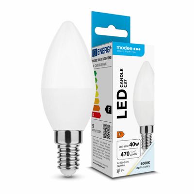 Modee Lighting LED Candle žiarovka C37 4,9W E14 470 lm, studená biela (ML-C6000K4,9WN)