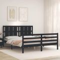 vidaXL Rám postele s čelom čierny masívne drevo King Size