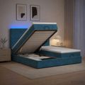 vidaXL Ottoman posteľ s matracom a LED Tmavo modrá 200 x 200 cm Zamat
