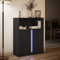 vidaXL Komoda s LED čierna 77x34x100 cm kompozitné drevo