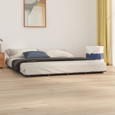 vidaXL Posteľný rám sivý 200x200 cm masívna borovica