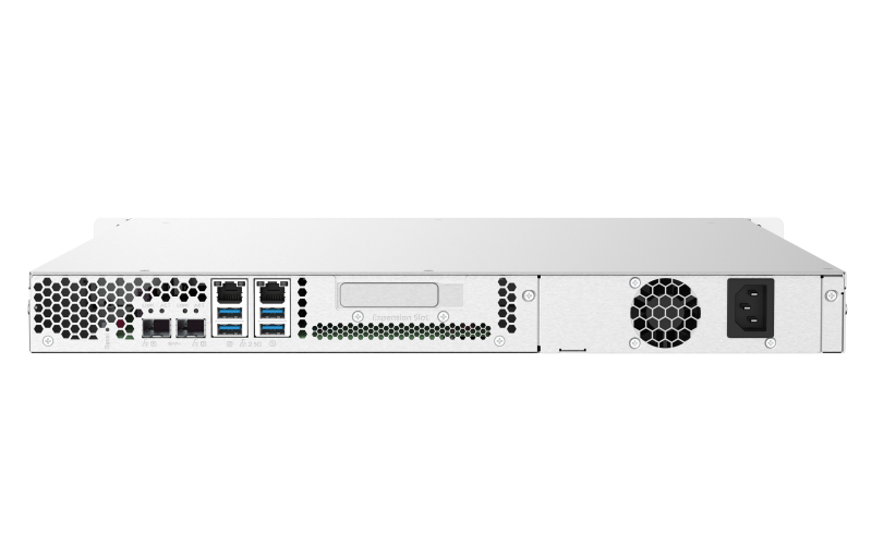 QNAP TS-432PXU-2G (1,7GHz / 2GB RAM / 4x SATA / 2x 2,5GbE / 2x 10GbE SFP+ / 1x PCIe / 4x USB 3.2) NAS, 4× 3,5" SATA, 2× 10GbE SFP+, 2× 2,5GbE, ARM Cortex-A57 1,7 GHz, 2 GB DDR4, PCIe Gen 2, 1U Rackmount