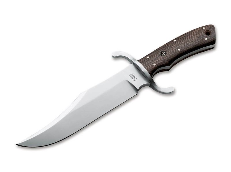 Böker Manufaktur Solingen121547 Bowie N690 outdoorový nôž 19,8 cm, dubové drevo, kožené puzdro