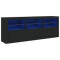 vidaXL Komoda s LED svetlami čierna 181,5x37x67 cm