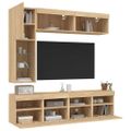 vidaXL 7-dielna súprava TV nástenných skriniek s LED dub sonoma