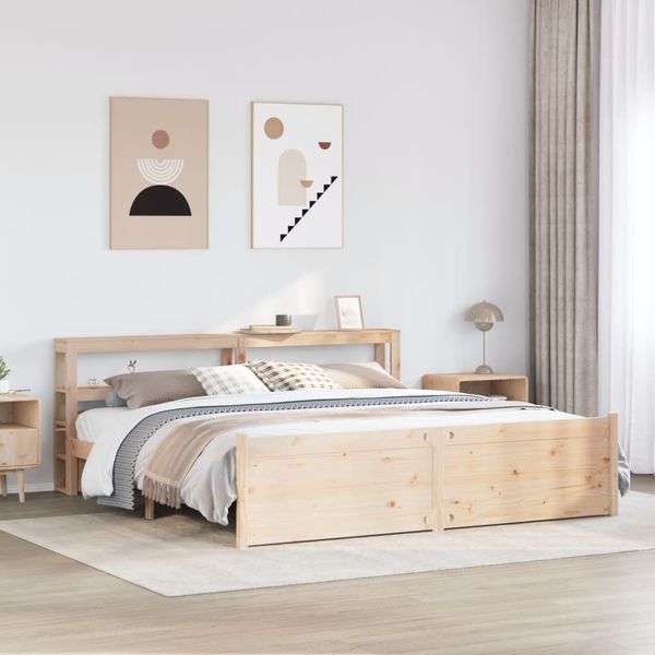 vidaXL Posteľný rám s čelom 200x200 cm masívna borovica