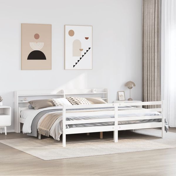vidaXL Posteľný rám s čelom bez matraca biely 200x200 cm