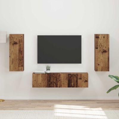vidaXL Zostava TV skriniek Nástenný 2 pcs Staré drevo Kompozitné drevo