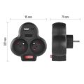 Rozbočovacia zásuvka 2×, vyp., 1×USB-A+1×USB-C, čierna