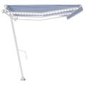 vidaXL Automatická markíza, LED a senzor vetra 600x300 cm, modrá/biela