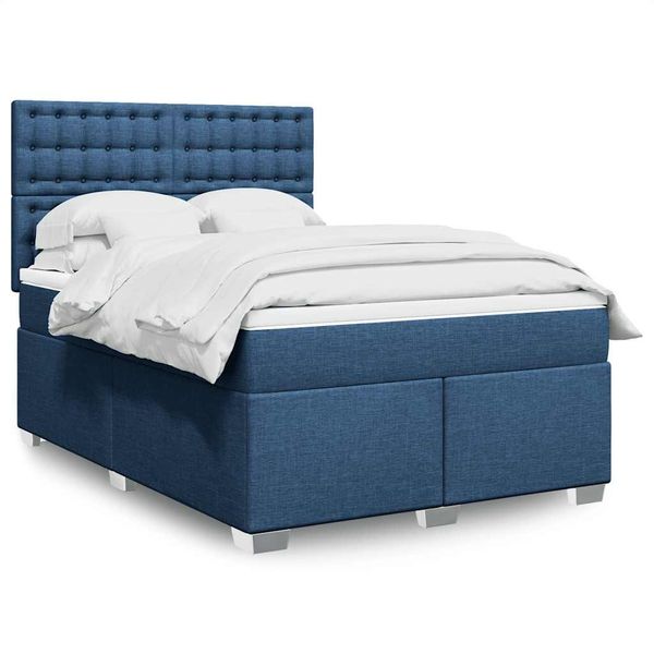 vidaXL Boxspring posteľ s matracom modrý 140x190 cm látka