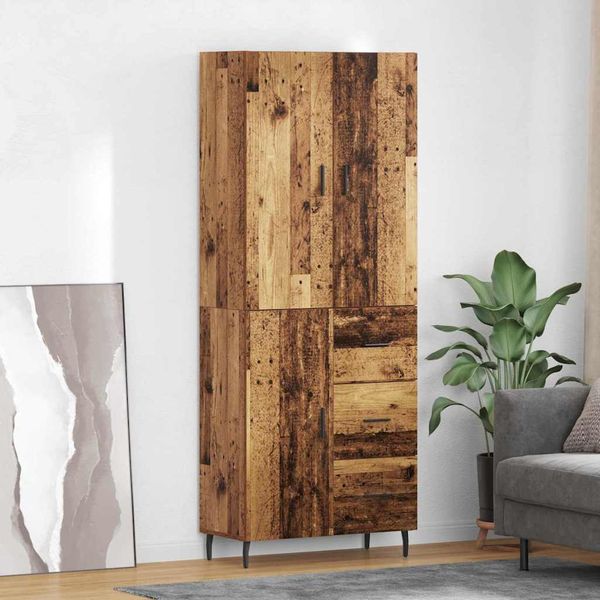 vidaXL Highboard 2 pcs Staré drevo Drevovláknitá doska a sklo