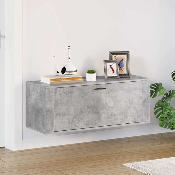 vidaXL Botník betónovo sivý 100x35x38 cm spracované drevo
