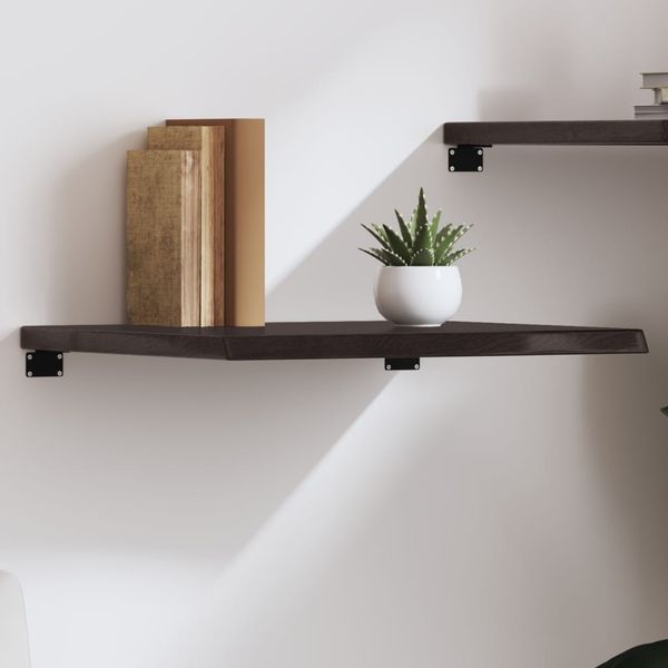 vidaXL Nástenná polica tmavohnedá 60x60x(2-4) cm ošetrený dubový masív
