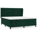 vidaXL Posteľný rám boxsping s matracom tmavozelený 180x200 cm zamat