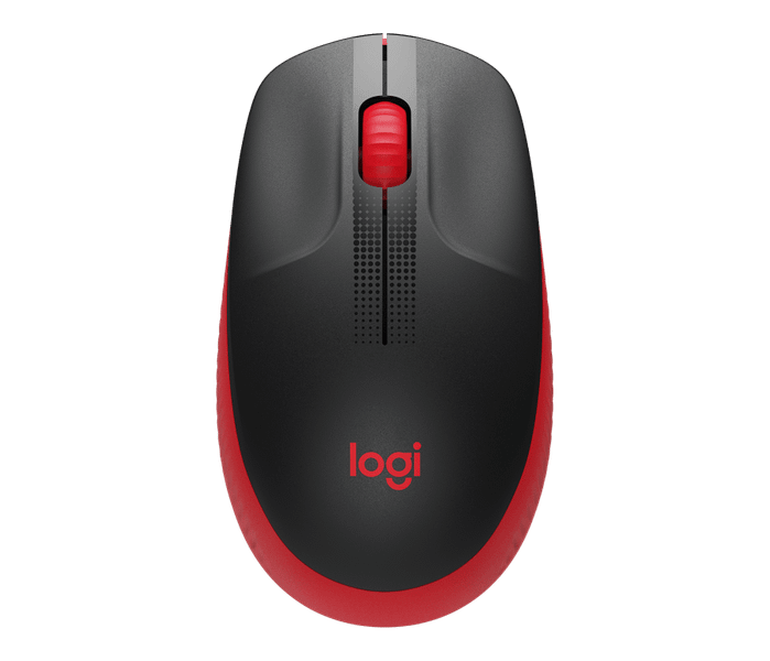Logitech M190/Kancelárska/Optická/1 000 DPI/Bezdrôtová USB/Čierna-červená