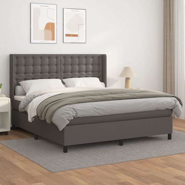 vidaXL Boxspring posteľ s matracom sivá 180x200 cm umelá koža