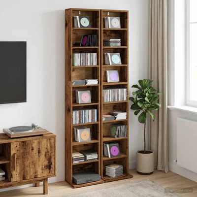 vidaXL CD Skrinka 2 ks Staré drevo 33 x 23,5 x 175 cm Kompozitné drevo