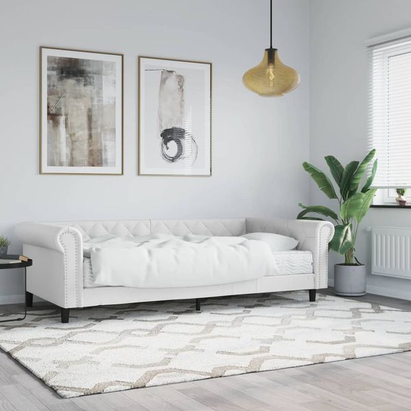 vidaXL Denná posteľ s matracom biela 90x200 cm umelá koža