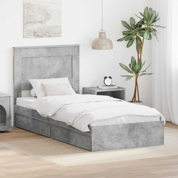 vidaXL Úložná posteľ Betónová šedá 75 x 190 cm Kompozitné drevo