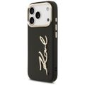 Karl Lagerfeld puzdro PU koža s logom Karl script a kovovými tlačidlami fotoaparátu pre iPhone 17 Pro čierna