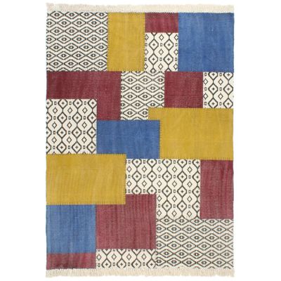 vidaXL Ručne tkaný koberec Kilim, bavlna 160x230 cm, potlač, farebný