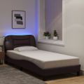 vidaXL Rám postele s LED bez matraca Hvar tmavohnedá 90x200 cm látka