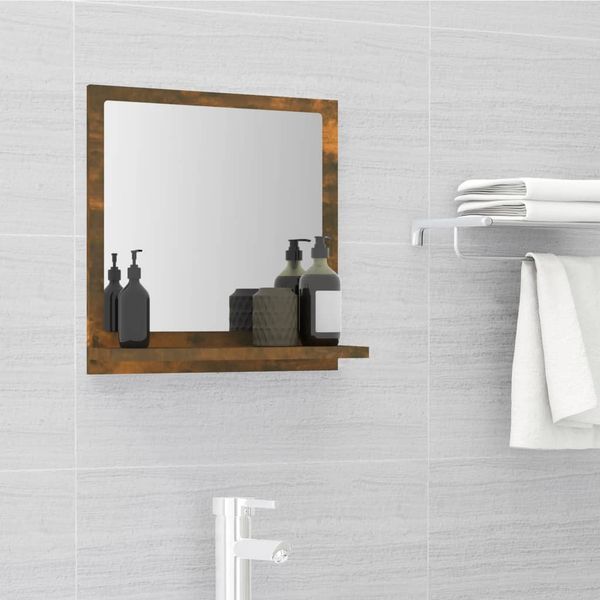 vidaXL Kúpeľňové zrkadlo dymový dub 40x10,5x37 cm spracované drevo