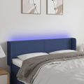 vidaXL Čelo postele s LED modré 147x16x78/88 cm látka