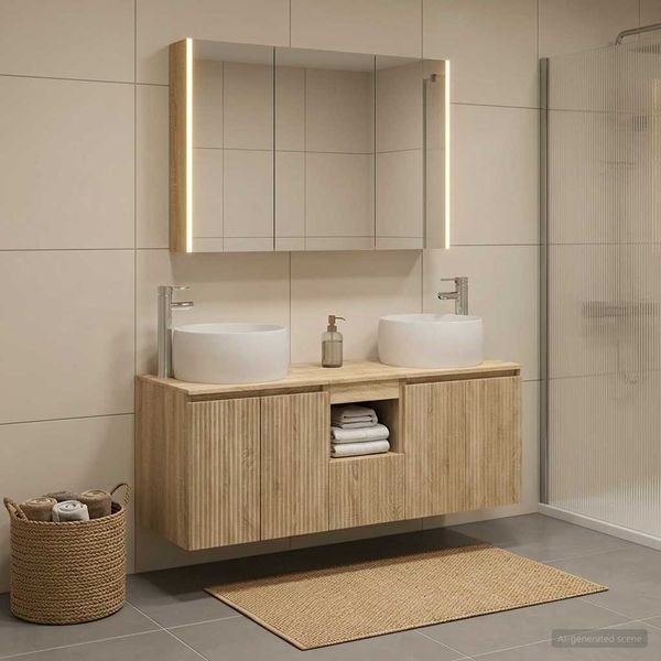 vidaXL Set kabinetov do kúpeľne 4 pcs Dub sonoma Kompozitné drevo
