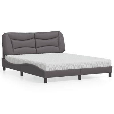 vidaXL Posteľ s matracom Hvar sivá 160x200 cm umelá koža
