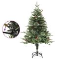 vidaXL Osvetlený vianočný stromček so šiškami, zelený 120 cm, PVC a PE
