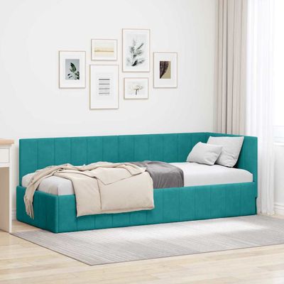 vidaXL Rohový rám postele Tyrkysová 80 cm x 200 cm Zamat