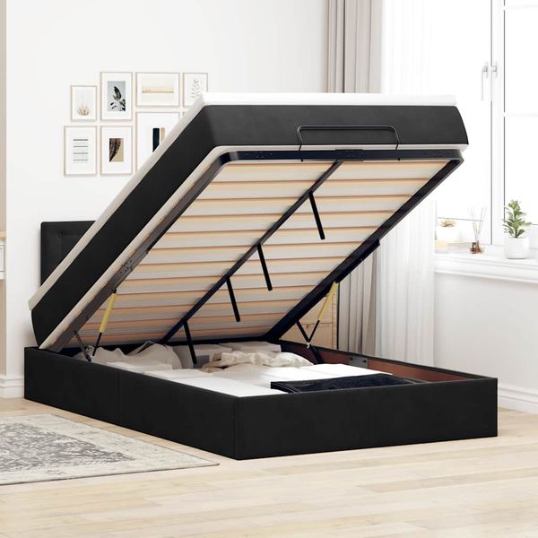 vidaXL Osmanská posteľ s matracom Čierna 120x200cm Zamat