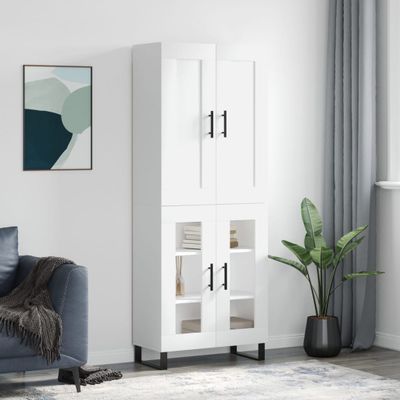 vidaXL Vysoká skrinka biela 69,5x34x180 cm spracované drevo