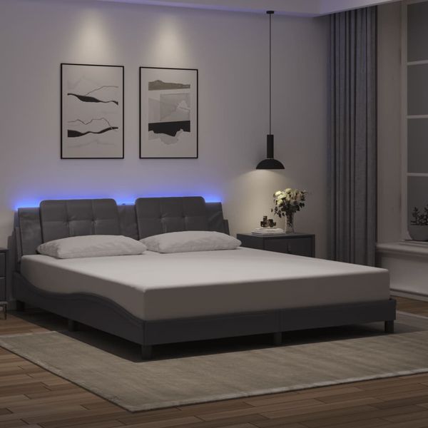vidaXL Rám postele s LED bez matraca Zadar sivý 180x200 cm