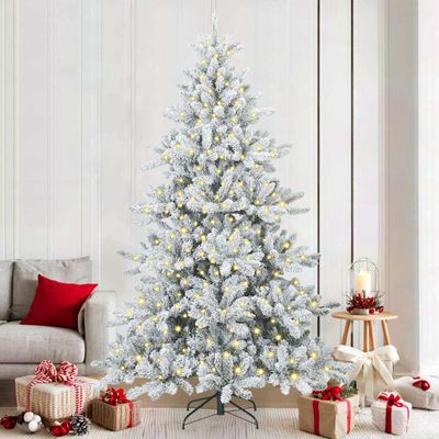 vidaXL Umelý Sklápací Vianočný Stromček Biela 210 cm PVC a oceľ