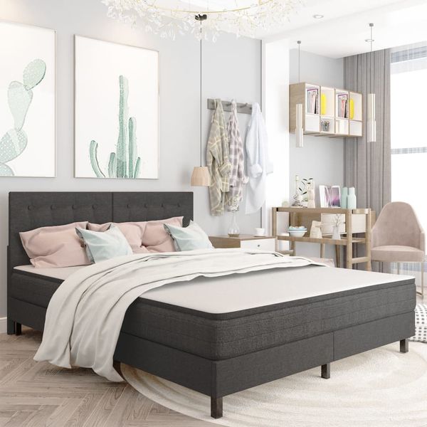 vidaXL Prešívané čelo postele tmavosivé 160x200 cm látkové