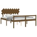 vidaXL Posteľ pre seniorov s čelom, medová, 160x200 cm, drevený masív