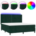 vidaXL Posteľný rám boxsping matrac a LED tmavozelený 160x200 cm zamat