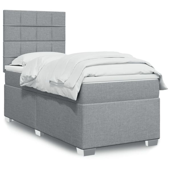 vidaXL Posteľný rám boxsping s matracom bledosivý 80x200 cm látka