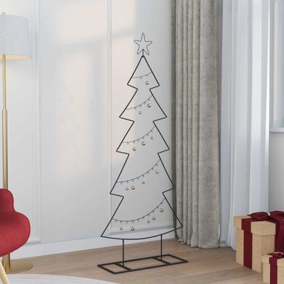 vidaXL Kovový vianočný stromček so stojanom Čierna 150 cm Oceľ