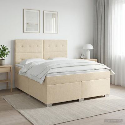 vidaXL Posteľ boxspring s matracom Krémová 160 x 200 cm Látka