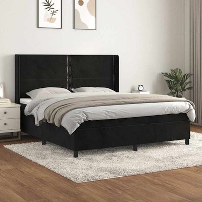 vidaXL Posteľný rám boxspring s matracom čierny 160x200 cm zamat