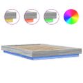 vidaXL Posteľný rám s LED svetlami sivý sonoma 120x200cm kompoz. drevo