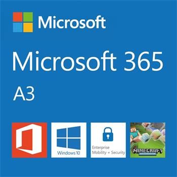 Elektronická licencia: Microsoft 365 A3 pre študentov zadarmo predplatné 1 rok, vyúčtovanie ročne Softvér, kancelárske, pre študentov, predplatné 1 rok, bezplatná licencia, 1 používateľ, CSP
